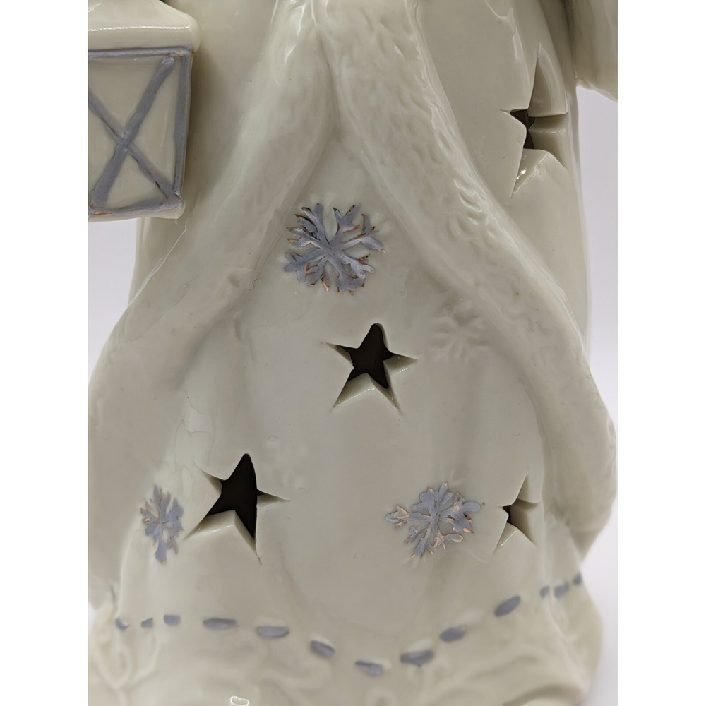 Santa Figurine Holding Lantern Presents Cutout Stars‎ Snowflakes 10" - Picture 8 of 16